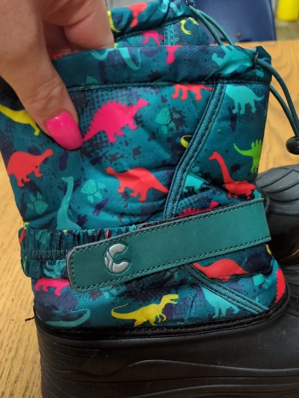 Kids Waterproof Winter Snow Boots in Teal Multi
